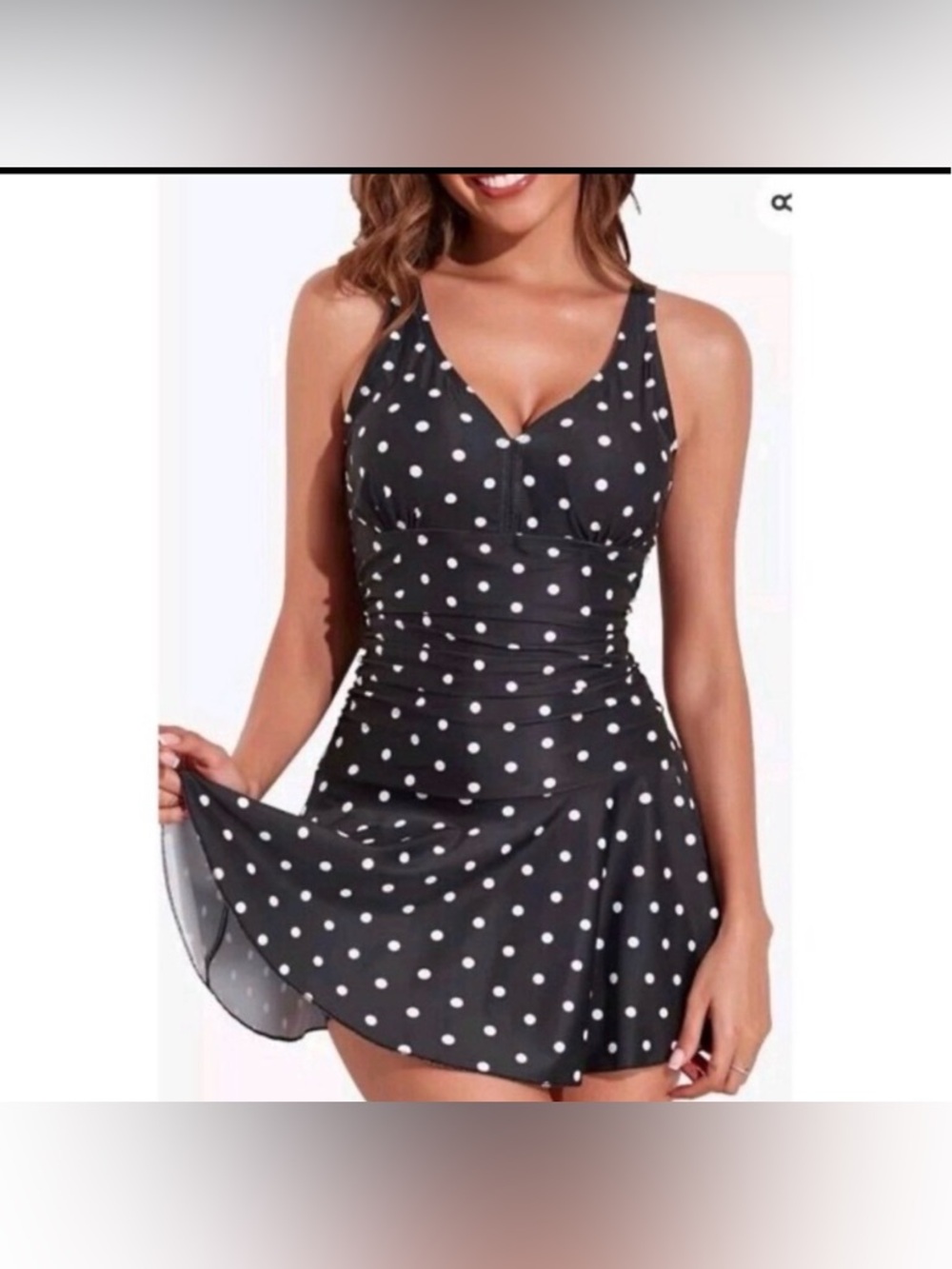 Summer Mae Black and White Polka Dot
Swimsuit Swimdress Tummy Control XXL